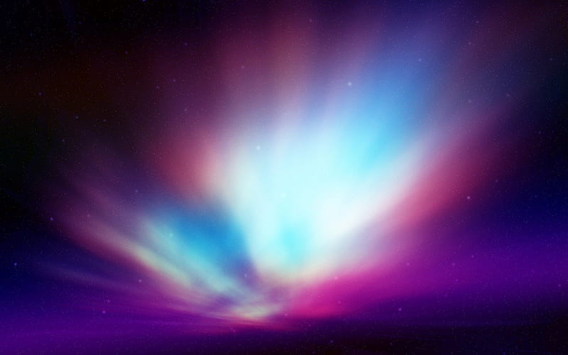 Violet and Blue Aurora, auroras, northern lights, radiant, violet, sky, blue, HD wallpaper