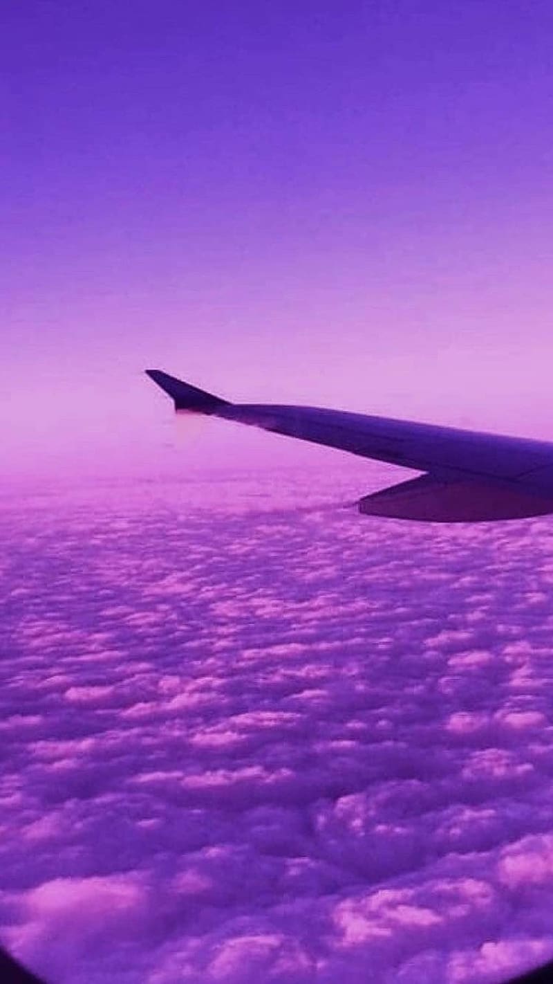 Aesthetic Purple, Clouds, airplane window, HD phone wallpaper