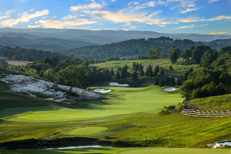 Golf, Golf Course, Forest, Hill, Meadow, Missouri, Pond, USA, HD wallpaper