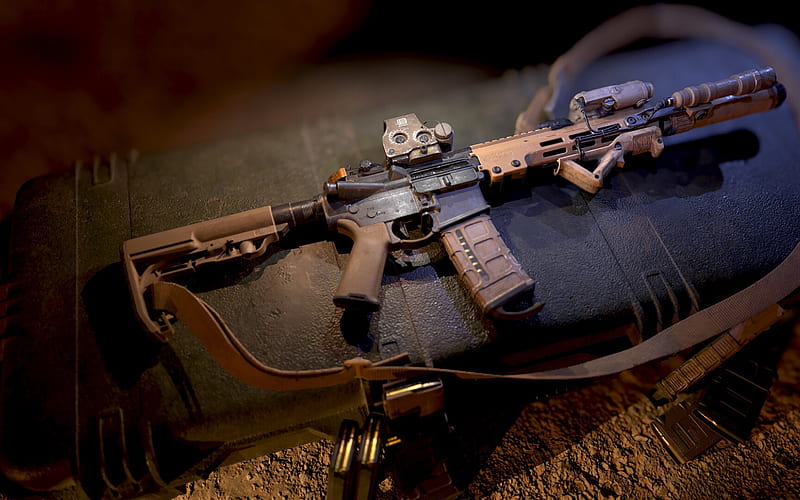 AR-15, american semi-automatic rifle, assault rifle, 3d rifle, AR-15 3d model, HD wallpaper