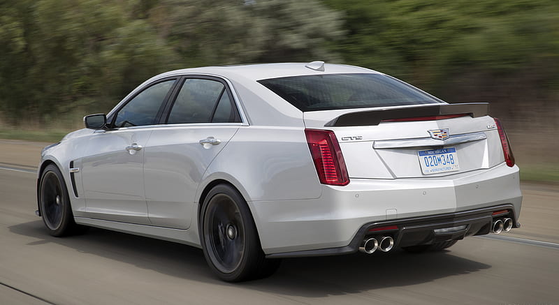 2017 Cadillac Cts V Sedan With Carbon Black Package Color Crystal White Tricoat Rear Three Quarter Hd Wallpaper Peakpx