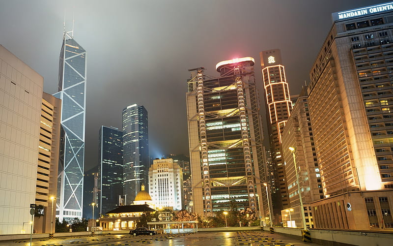 Night HSBC-Hong Kong landscape, HD wallpaper