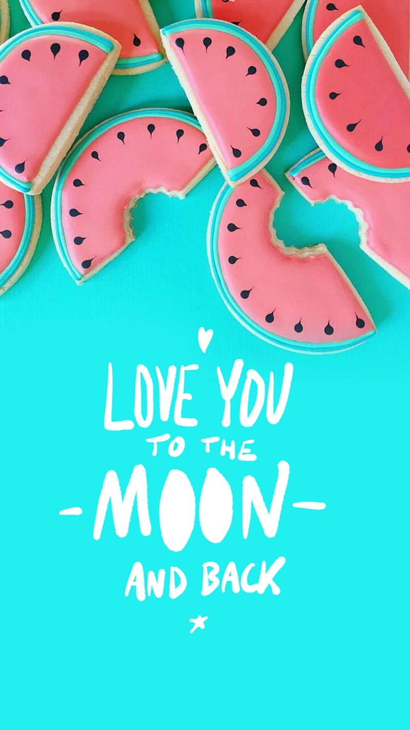Love you , loveyou, moon, summer, sweet, watermelon, HD phone wallpaper