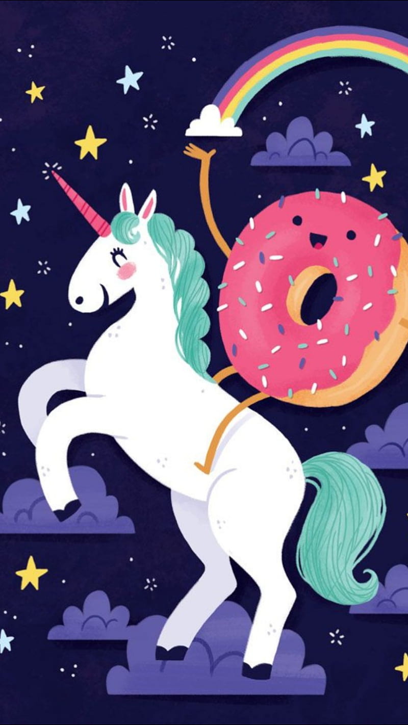 Sprinkle unicorn, donuts, girly, halloween, pastel, super, HD phone wallpaper
