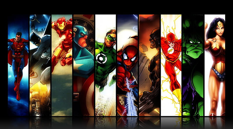 Marvel And DC, dc superheroes, marvel vs dc, marvel superheroes, HD wallpaper