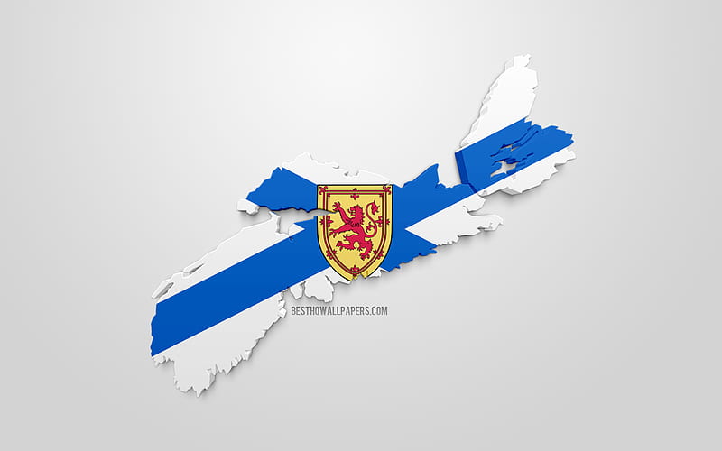 Nova Scotia map silhouette, 3d flag of Nova Scotia, province of Canada, 3d art, Nova Scotia 3d flag, Canada, North America, Nova Scotia, geography, Nova Scotia 3d silhouette, HD wallpaper