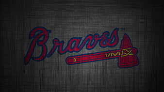 Red Color Atlanta Braves Words With Blue Background HD Braves