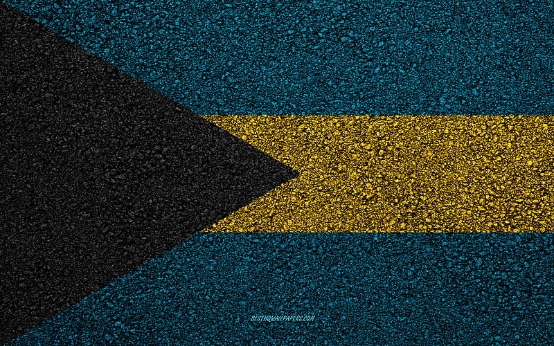 Flag of Bahamas, asphalt texture, flag on asphalt, Bahamas flag, North America, Bahamas, flags of North America countries, HD wallpaper