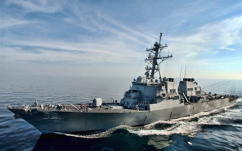 USS Barry, DDG-52, destroyer, United States Navy, US army, battleship, US Navy, Arleigh Burke-class, USS Barry DDG-52, HD wallpaper