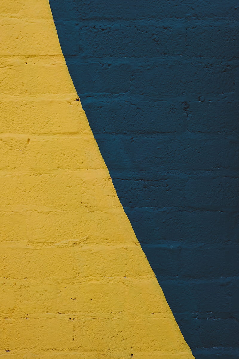 wall, paint, texture, blue, yellow, HD phone wallpaper