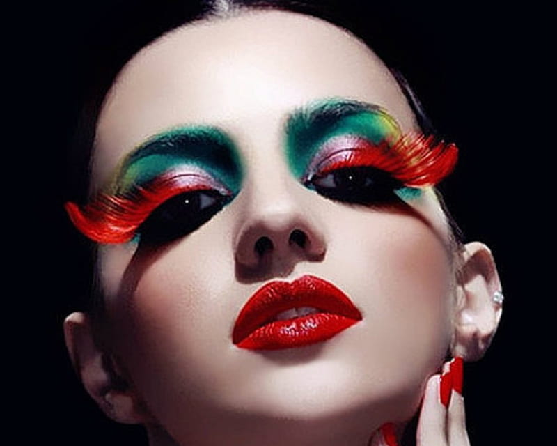 Artistic Woman, make up, lashes, face, style, HD wallpaper