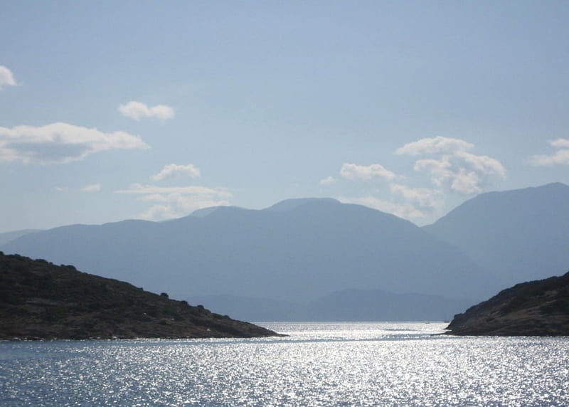 islands in Crete, oceans, nature, sun, blue, HD wallpaper