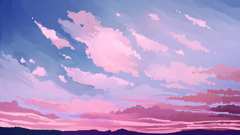 anime landscape, sky, clouds, Anime, HD wallpaper