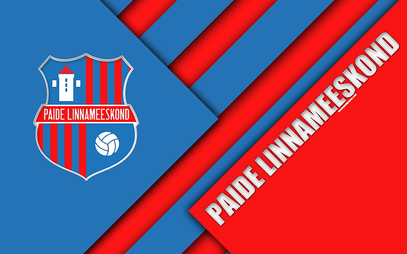 Paide Linnameeskond Estonian football club, logo, material design, blue red abstraction, Meistriliiga, Paide, Estonia, football, Estonian football league, HD wallpaper
