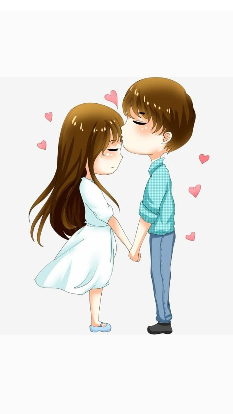 Cute anime couple, couple fore head kiss, couple, forehead, kiss, HD phone wallpaper