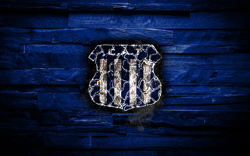 Talleres FC, burning logo, Argentine Superleague, blue wooden background, Argentinean football club, Argentine Primera Division, CA Talleres, football, soccer, Talleres logo, Cordoba, Argentina, HD wallpaper