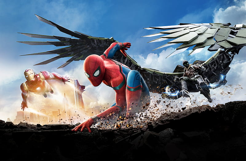 Spider-Man, Spider-Man: Homecoming, Iron Man, Tom Holland, Vulture (Marvel Comics), HD wallpaper
