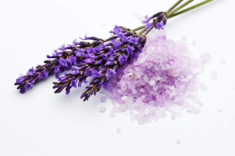 lavender and bath crystals, lavender, lavender and baths salts, baths salts, abstract, HD wallpaper