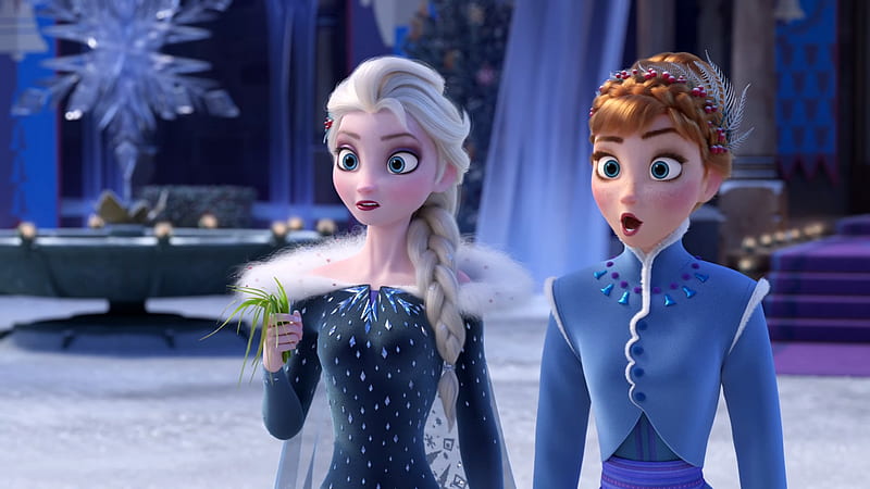 Olaf's Frozen Adventure (2017), poster, anna, movie, elsa, girl, snow queen, sister, olafs frozen adventure, princess, couple, disney, HD wallpaper