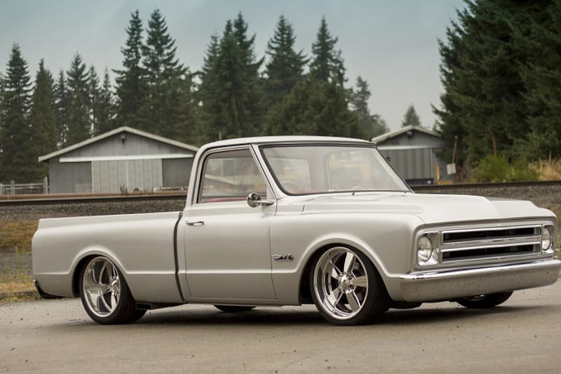 1969-Chevrolet-C-10, Silver, GM, Bowtie, Truck, HD wallpaper