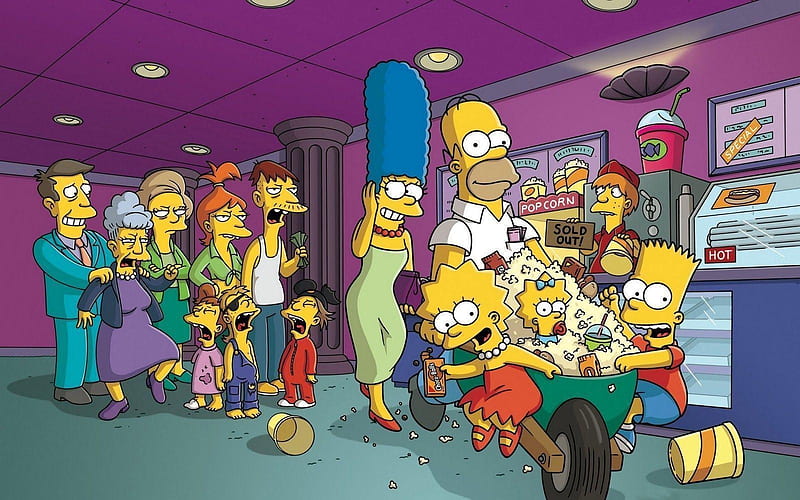the simpsons, maggie, homer, marge, bart, lisa, HD wallpaper