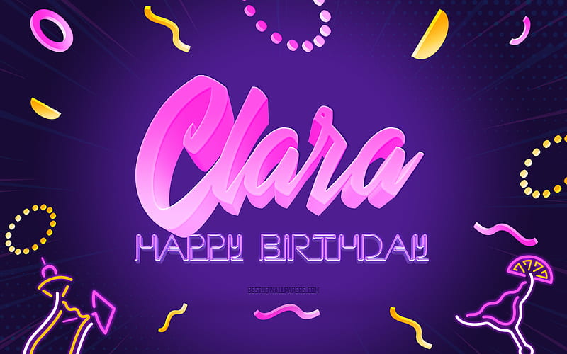 Happy Birtay Clara Purple Party Background, Clara, creative art, Happy Clara birtay, Clara name, Clara Birtay, Birtay Party Background, HD wallpaper
