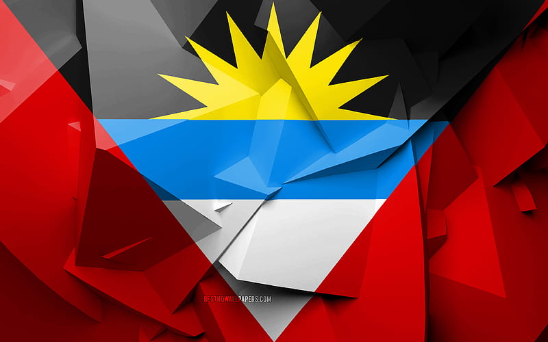 Flag of Antigua and Barbuda, geometric art, North American countries, Antigua and Barbuda flag, creative, Antigua and Barbuda, North America, Antigua and Barbuda 3D flag, national symbols, HD wallpaper