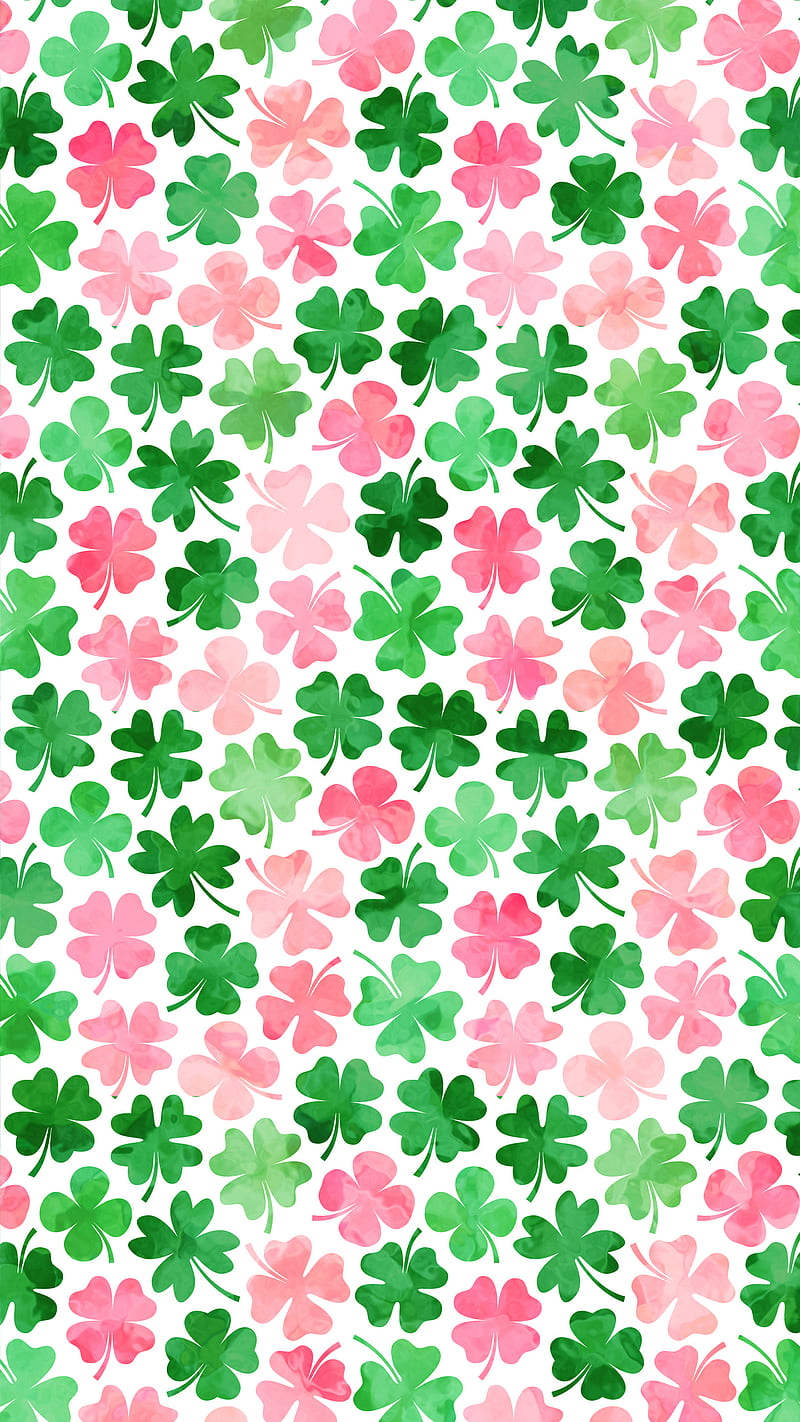 Pink and Green Clovers, 4, Ireland, Irish, Patrick, Pink, Pravokrug, abstract, botanical, celtic, clover, cloverleaf, day, ditsy, floral, flower, four leaf, four-leaf, green, illustration, luck, lucky, march, pattern, saint, shamrock, silhouette, spring, st, talisman, texture, tradition, trefoil, white, HD phone wallpaper