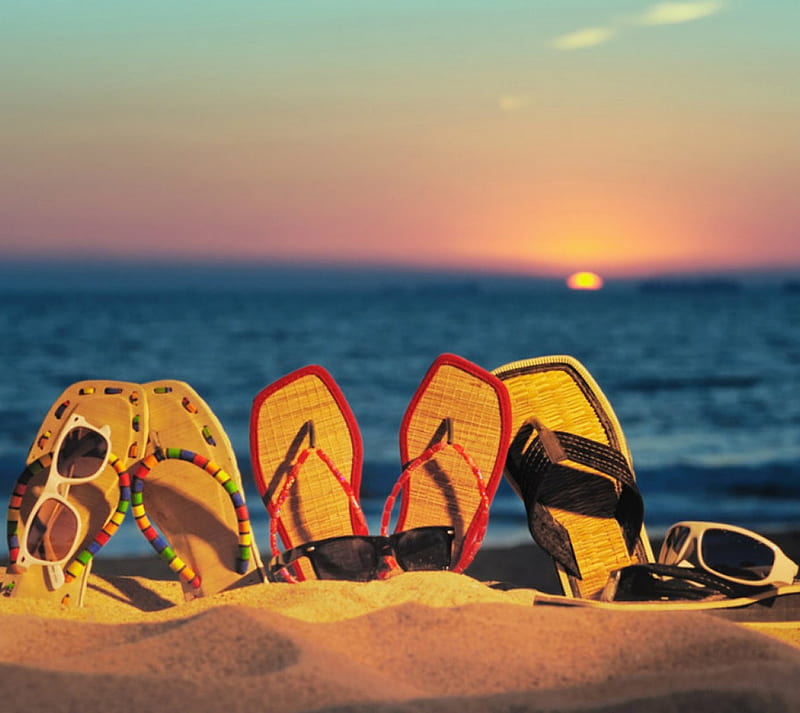 Slippers, holiday, sun, HD wallpaper