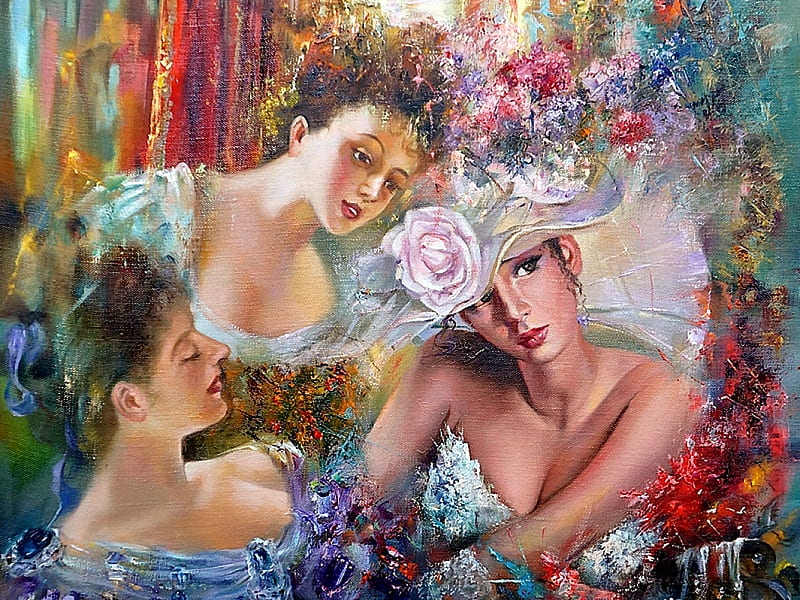 Pretty Ladies, Woman, Lady, Art, prety, HD wallpaper