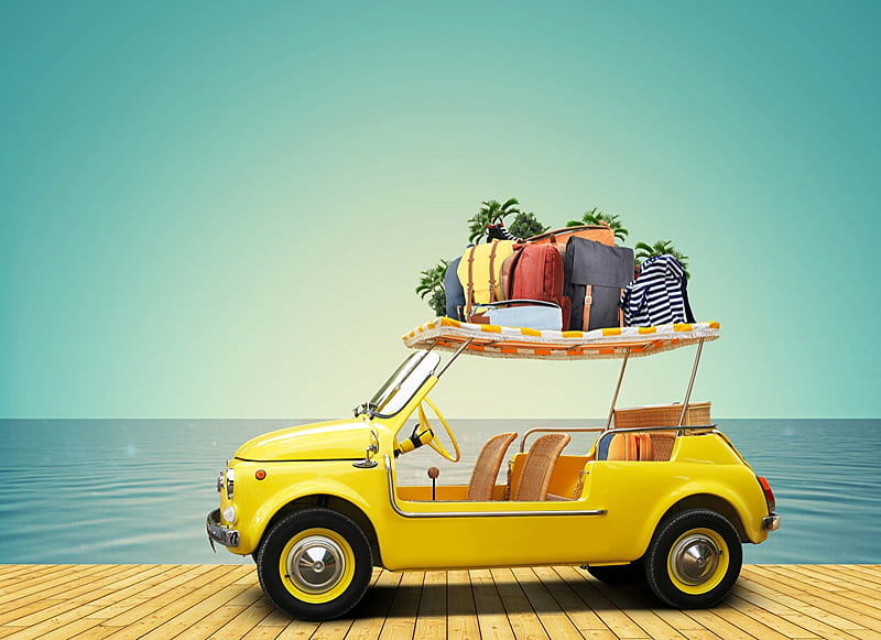 Vacation, Coast, Car, Handbag, Resort, HD wallpaper