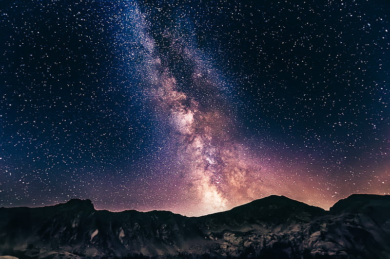 milky way on mountains, HD wallpaper