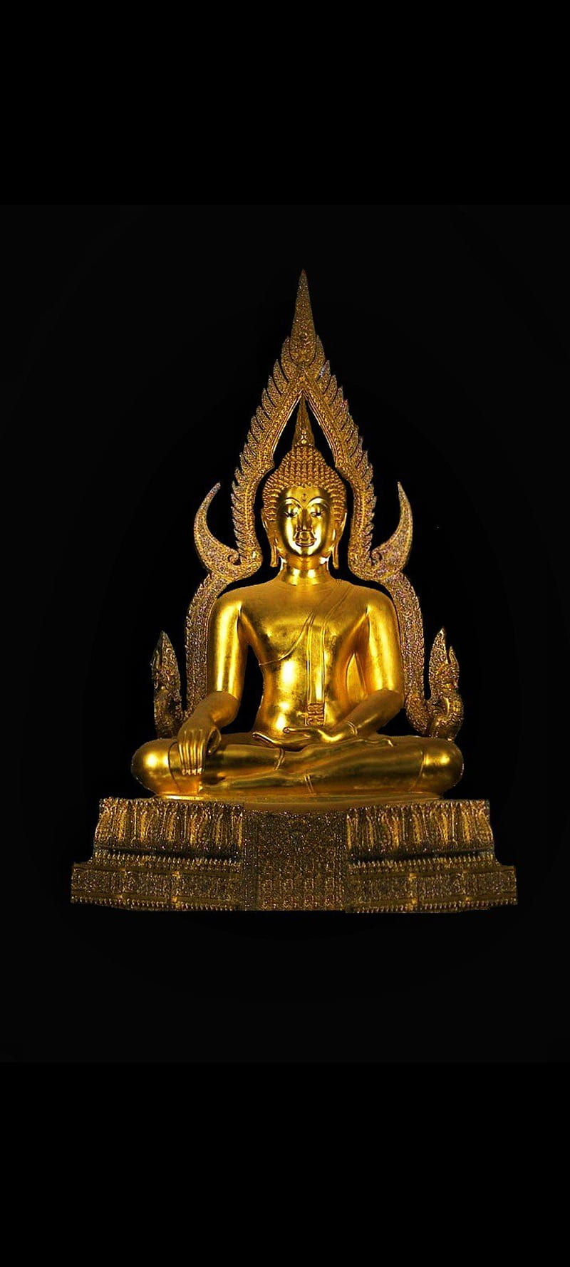 First Buddha, black theme, gold, nirvana, spiritual, theravada, HD phone wallpaper