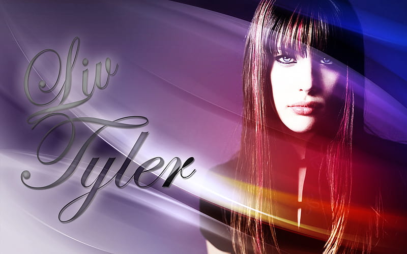 Liv Tyler, rainbow, purple, abstract, HD wallpaper