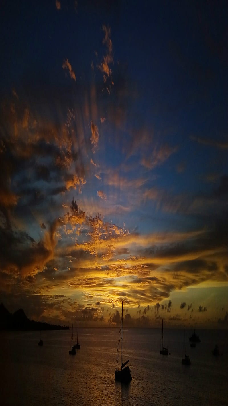 Gold Skys, 473, caribbean, clouds, grenada, sky, HD phone wallpaper