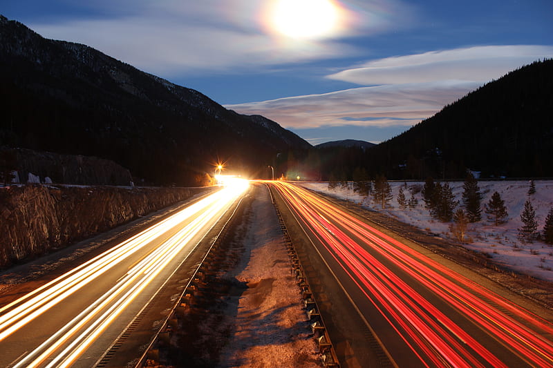 timelapse of vehicle taillights and headlights, HD wallpaper