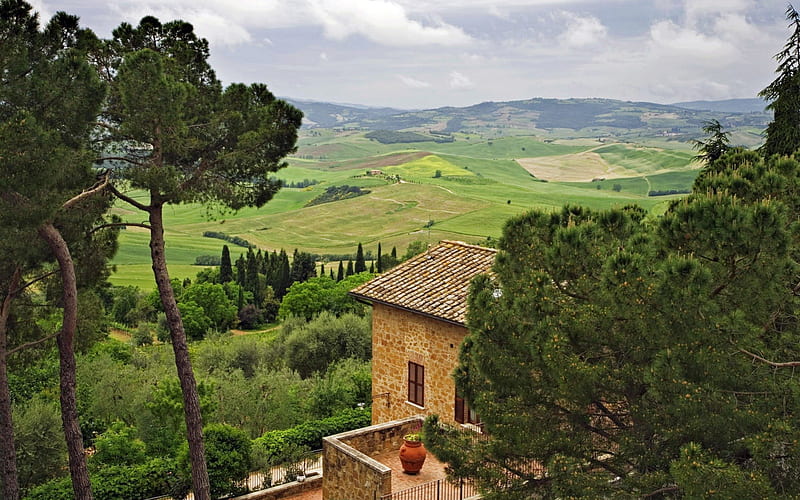View from Pienza, Tuscany, Scenery, Landscapes, Nature, Italian Countryside, HD wallpaper