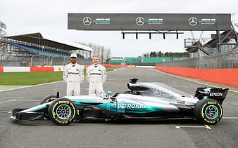 Mercedes AMG Petronas Motorsport, Formula 1, team Lewis Hamilton, Valtteri Bottas Mercedes AMG F1 W08, HD wallpaper