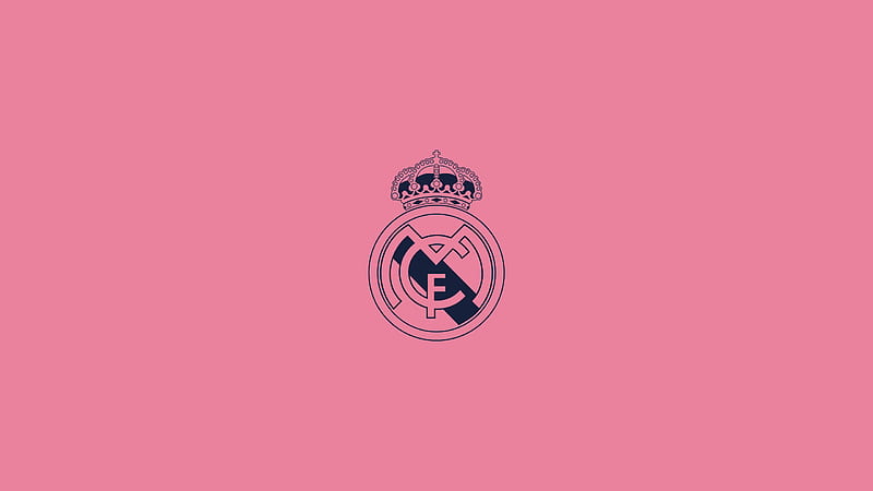Crest Emblem Logo Soccer Symbol Light Pink Background Real Madrid C.F, HD wallpaper
