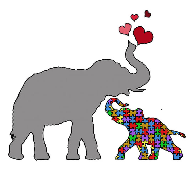autism awareness, elephant, love, parent, HD wallpaper