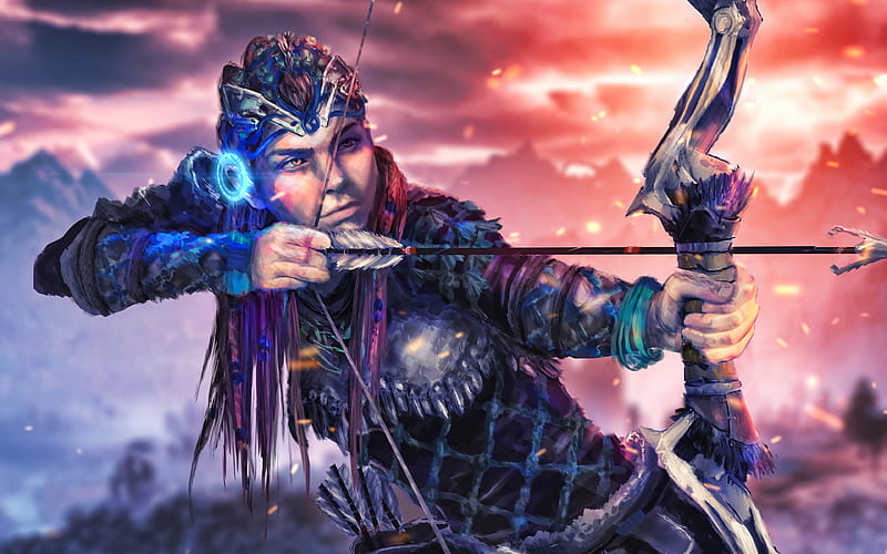 Aloy artwork, 2019 games, Horizon Zero Dawn, female archer, RPG, HD wallpaper