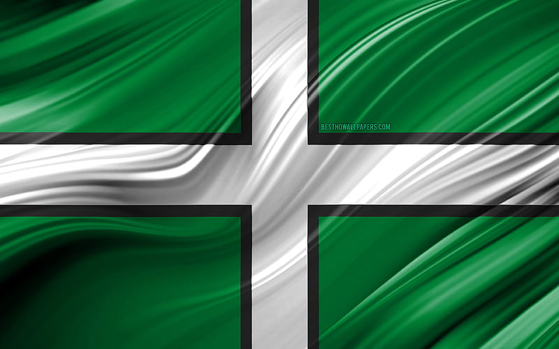 Devon flag, english counties, 3D waves, Flag of Devon, Counties of England, Devon County, administrative districts, Devon 3D flag, Europe, England, Devon, HD wallpaper