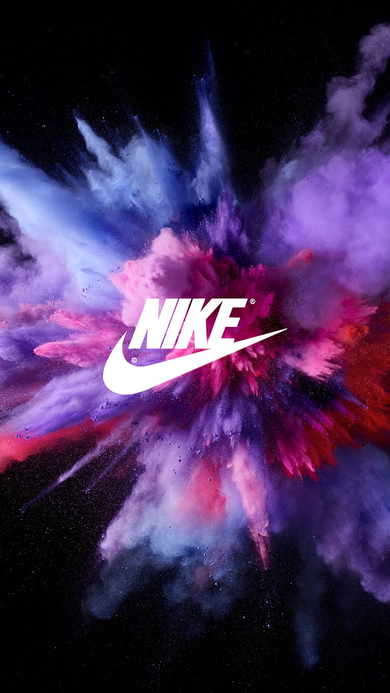 Nike Powder, brands, color, colour, crazy, dust, explosion logos, space, HD phone wallpaper