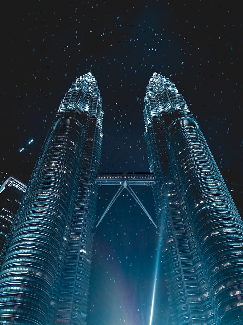 Petronas Twin Tower, city, kuala lumpur, lights, night, runway, HD phone wallpaper