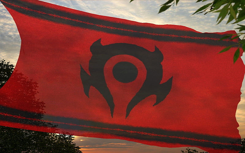 Battle Banner of the Horde, Horde, World of Warcraft, Orgrimar, Flag, WoW, Warcraft, HD wallpaper