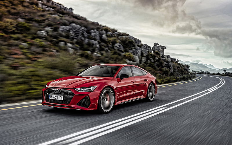 2020, Audi RS7 Sportback, exterior, luxury red coupe, new red RS7 Sportback, German cars, Audi, HD wallpaper