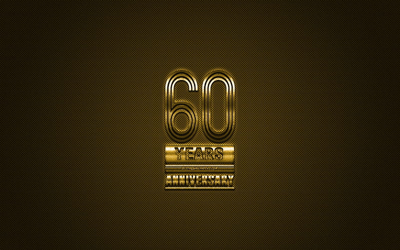 60 Anniversary, golden stylish symbol, golden 60 Anniversary sign, golden background, creative art, Anniversary Symbols, HD wallpaper