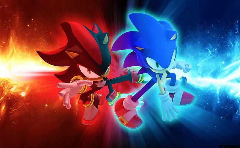 Shadow and Sonic!, shadow, game, sonic, hedgehog, HD wallpaper