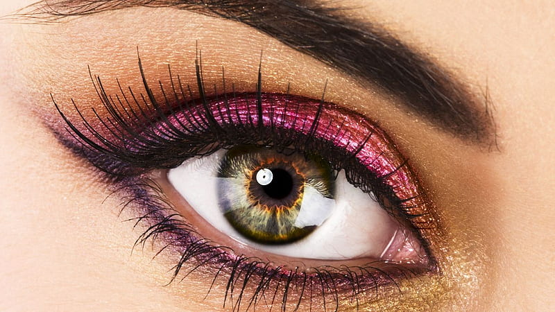 Sensual Eyes !, sensual, makeup, gold glitter, pink eyeshadow, eyes, HD wallpaper