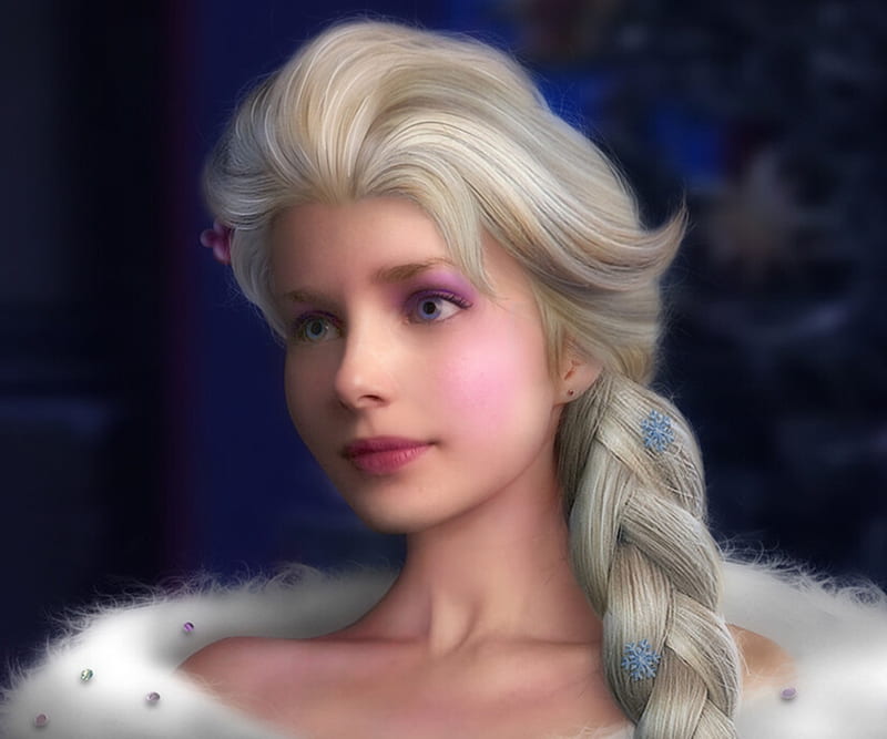Elsa, byrone gravers, fantasy, girl, snow queen, realistic, iarna, winter, HD wallpaper